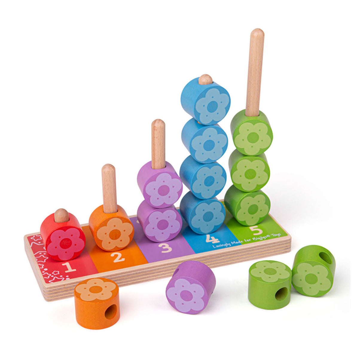 Bigjigs tre stabling av spillblomster, 16dlg.