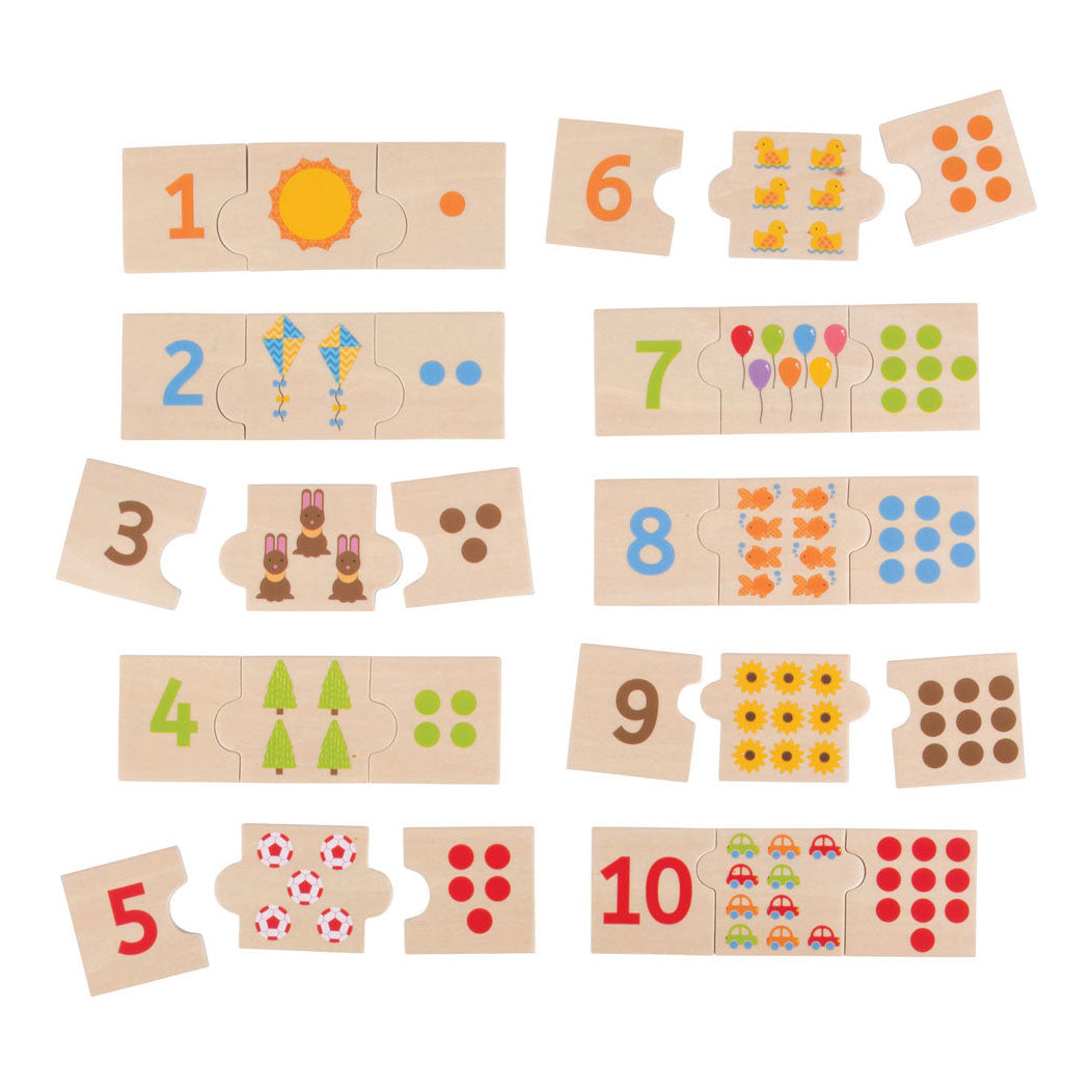 Bigjigs Wooden Number Puzzle Tiles, 30 pieces