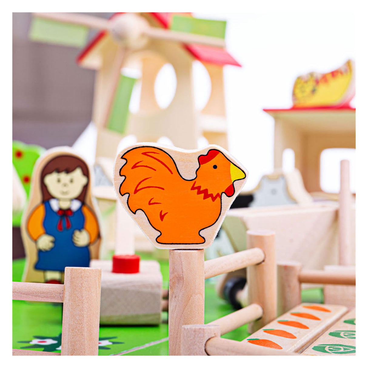 Bigjigs Wooden Play Farm With Accessories, 48DLG.