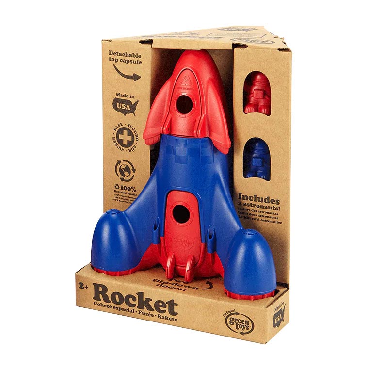 Rocket des jouets verts avec des astronautes