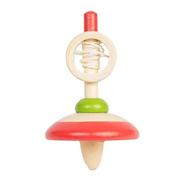 Bigjigs wooden pull cord spinning top