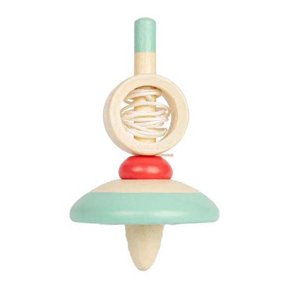 Bigjigs wooden pull cord spinning top