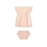 Sunset Grid | Orange White Girls Set Beach - Muslin