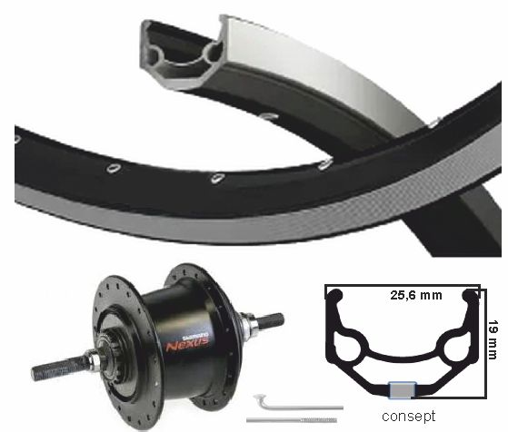 KGS Hinterrad 28 Zoll 622 ZW ZILV Nexus 7 Rollerbrake Velgrem