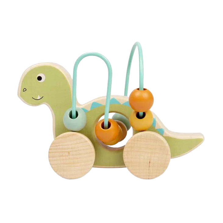 Bigjigs wooden push figure diplodocus with bead frame