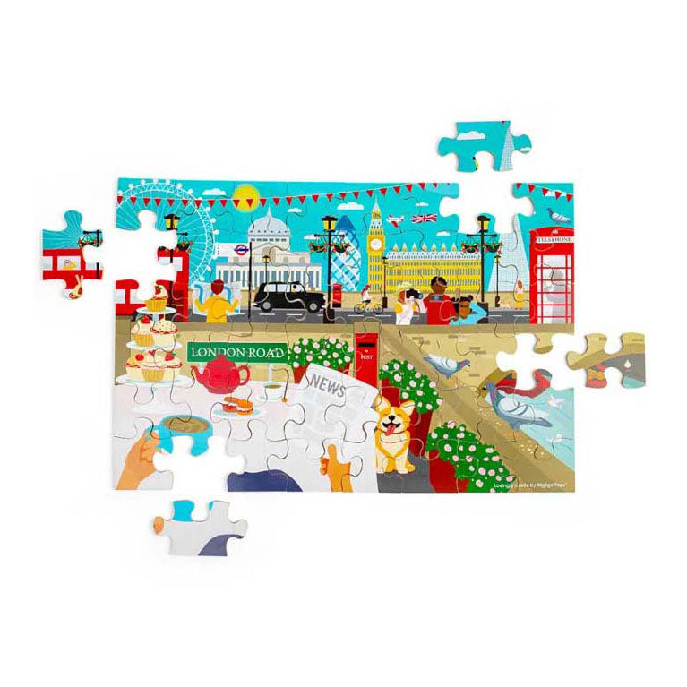 Bigjigs Wood London City Floor Puzzle, 48st.