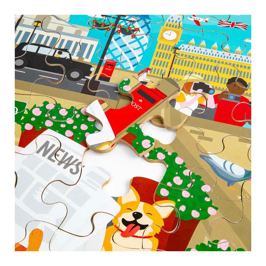 Bigjigs Wood London City Floor Puzzle, 48st.