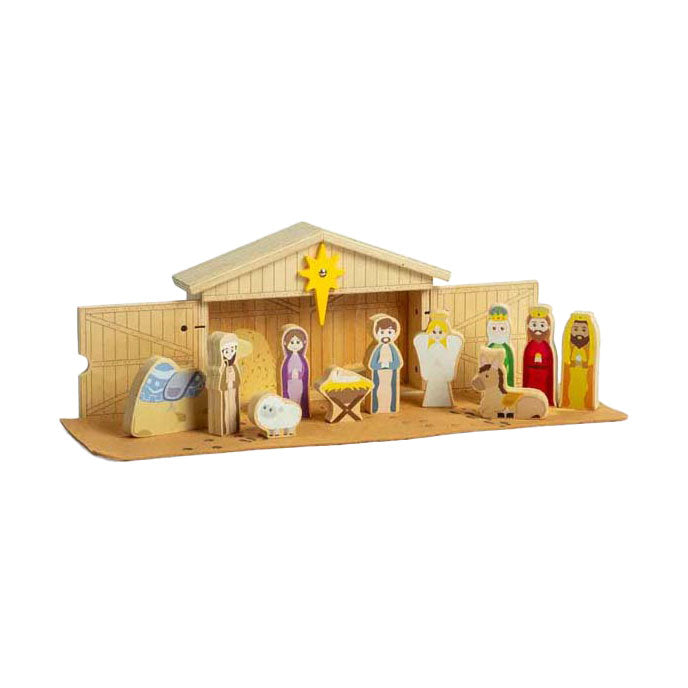 Bigjigs Krippenset aus Holz, 13-teilig.