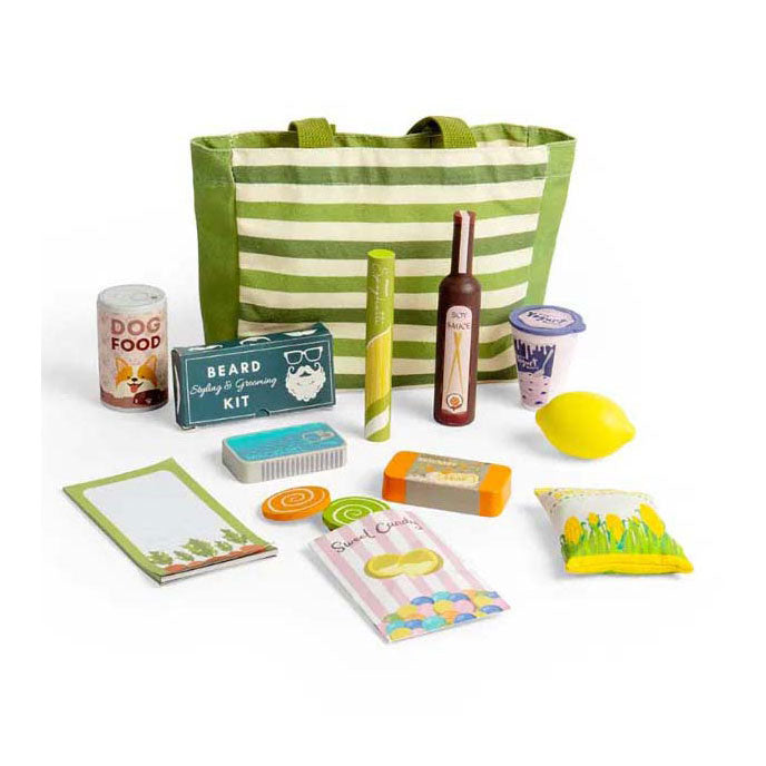 Bigjigs puinen ostosleikkisetti, 17 osaa.