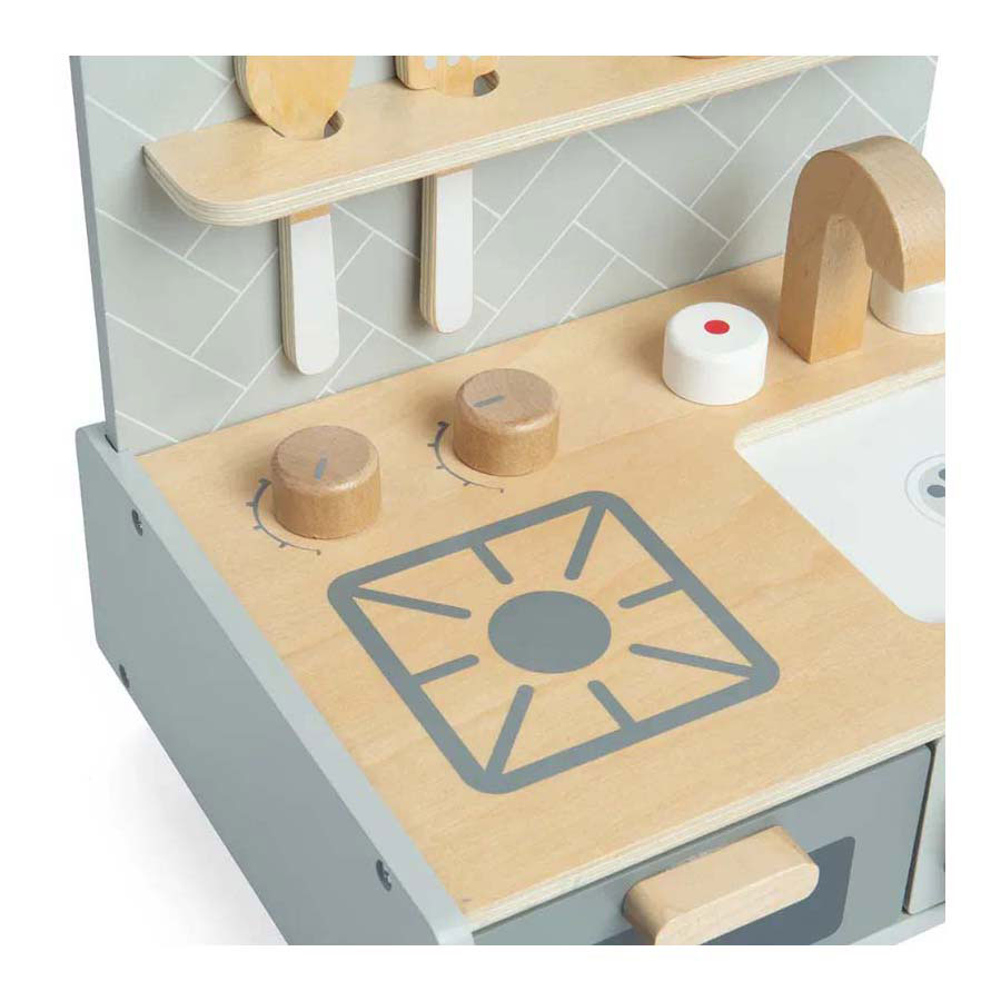 Bigjigs hölzerne Tischtischküche, 7dlg.