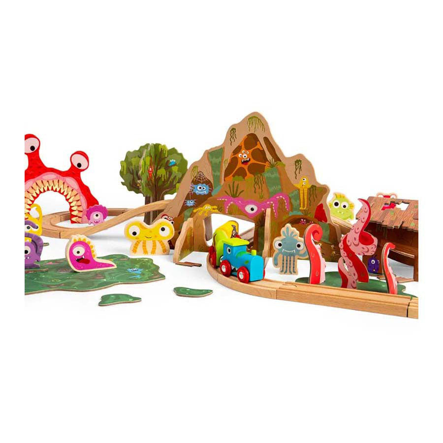 Bigjigs wooden monster train set, 50dlg.