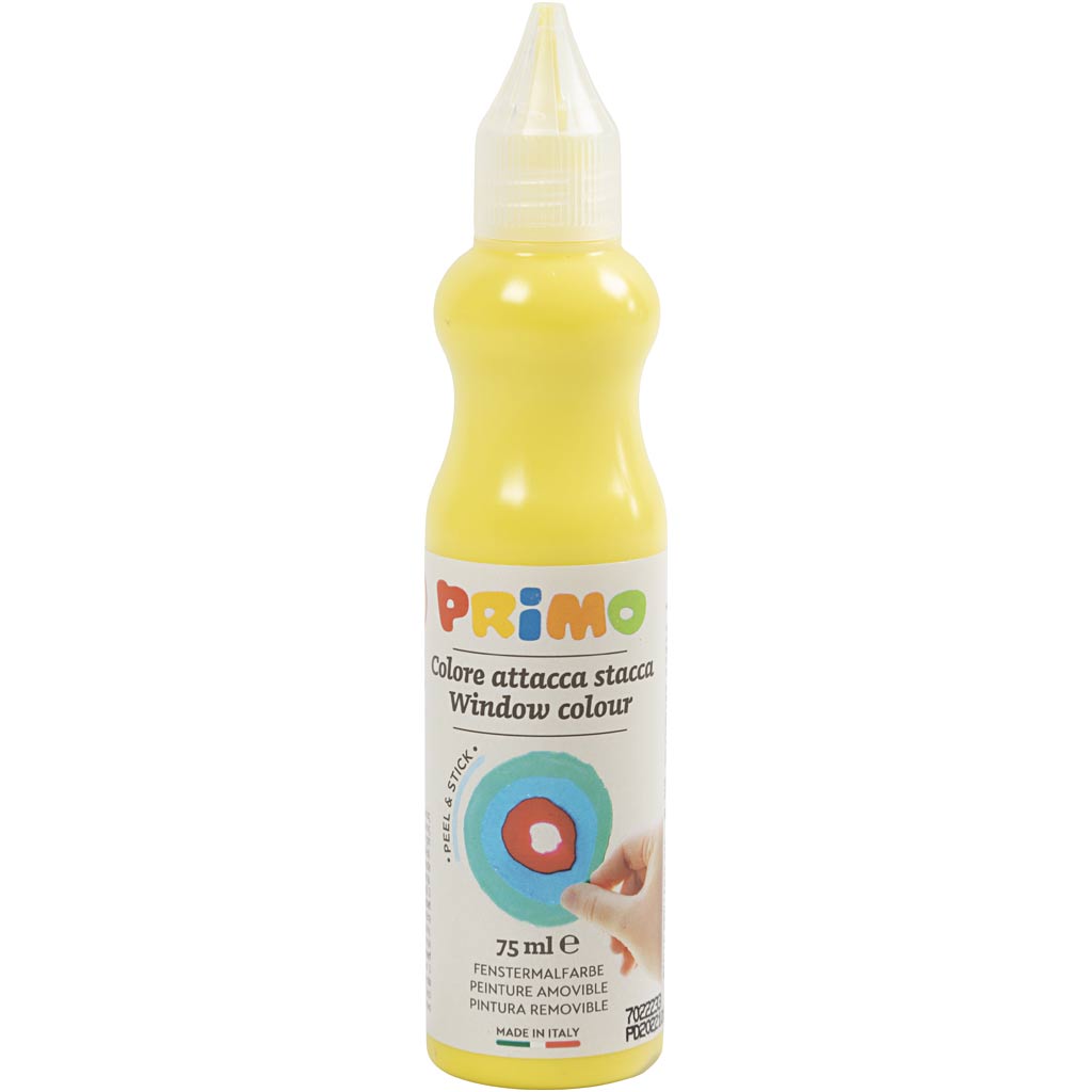 Primo window paint, d: 3.2 cm, approx. 75 ml, yellow, 75 ml 1 bottle