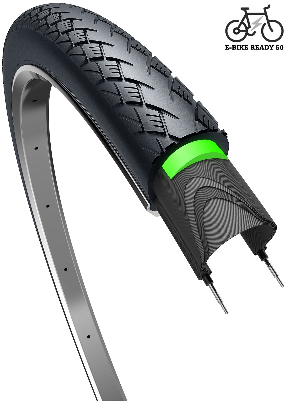 Edge tire Metro Protect 28 x 1.75 47-622 mm for speedpedelec up to max 50 km u black with reflection