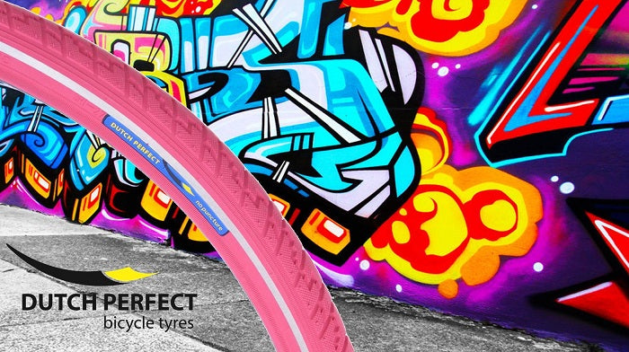 Pneu Perfeito Holandês 28 x 1 ½ 40-635 sem punção - rosa com reflexão