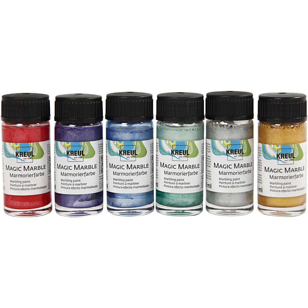 Marmormaling - Metalliske farver, 6x20ml