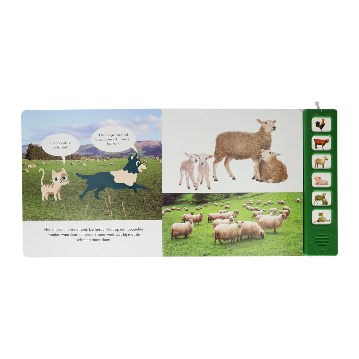 Mondikaarten luisteren naar boerderijdieren geluidenboek