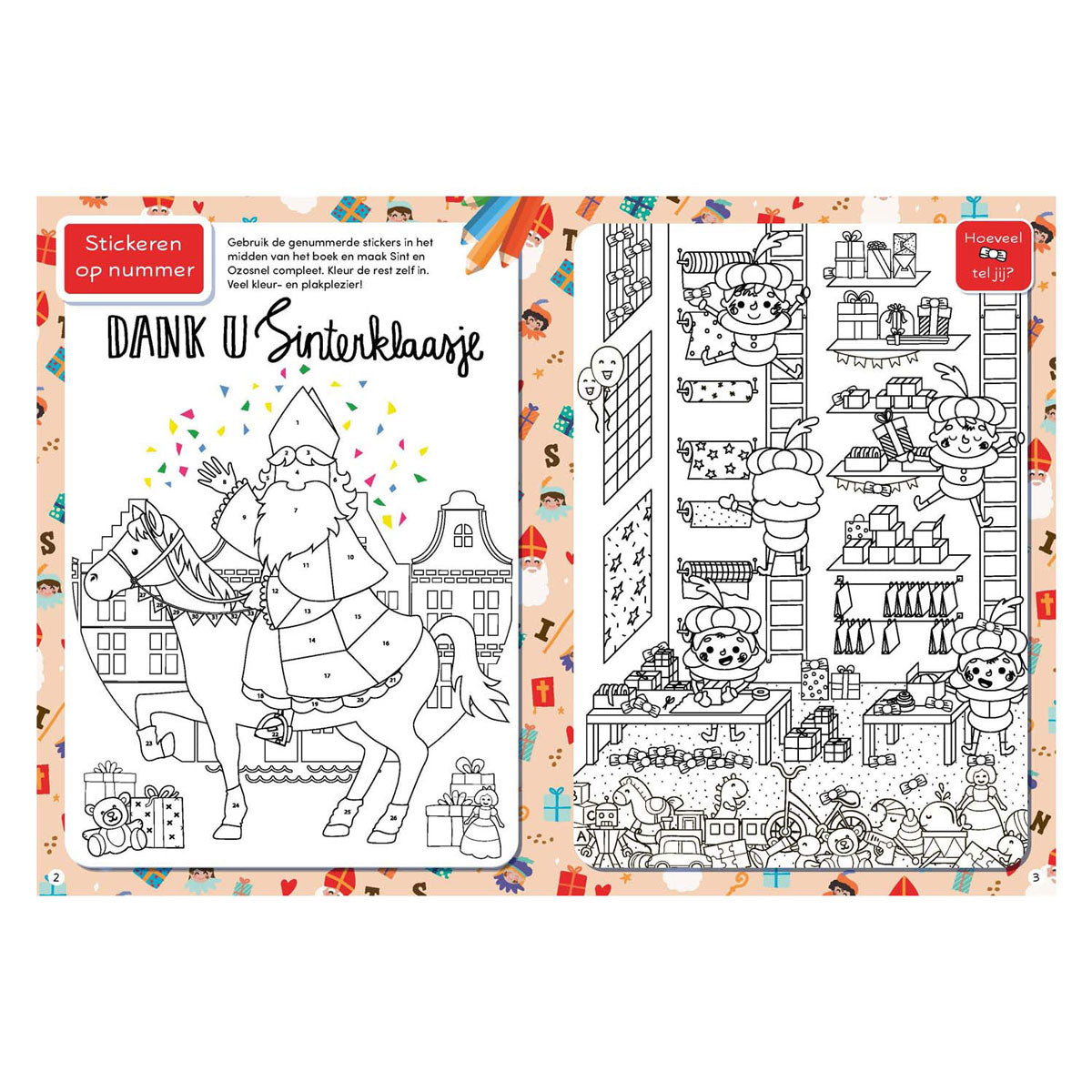 Livro de diploma Sinterklaas Pete da editora Rebo com adesivos