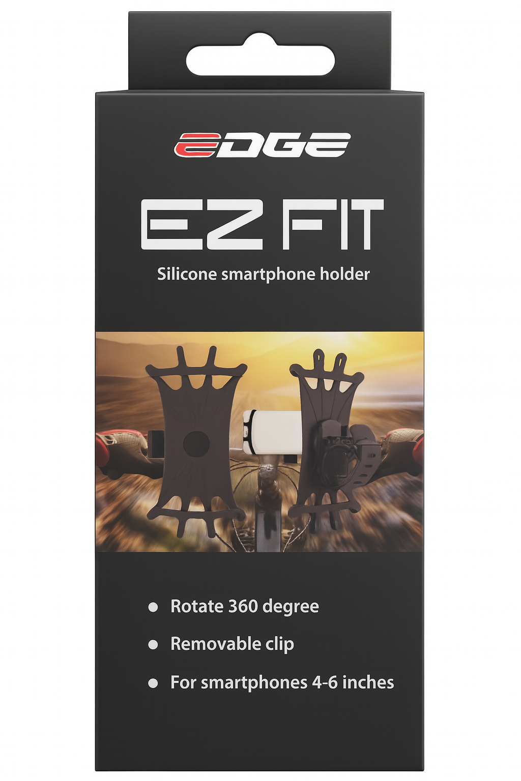 Kanttelefonhållare EZ Fit 360 ° Silikon svart