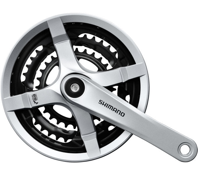 Shimano Crankset 6 7 8 Speed ​​Tourney FC-Ty501 z korbą korbową 170 mm 48 x 38 x 28T z srebrnym ekranem łańcuchowym