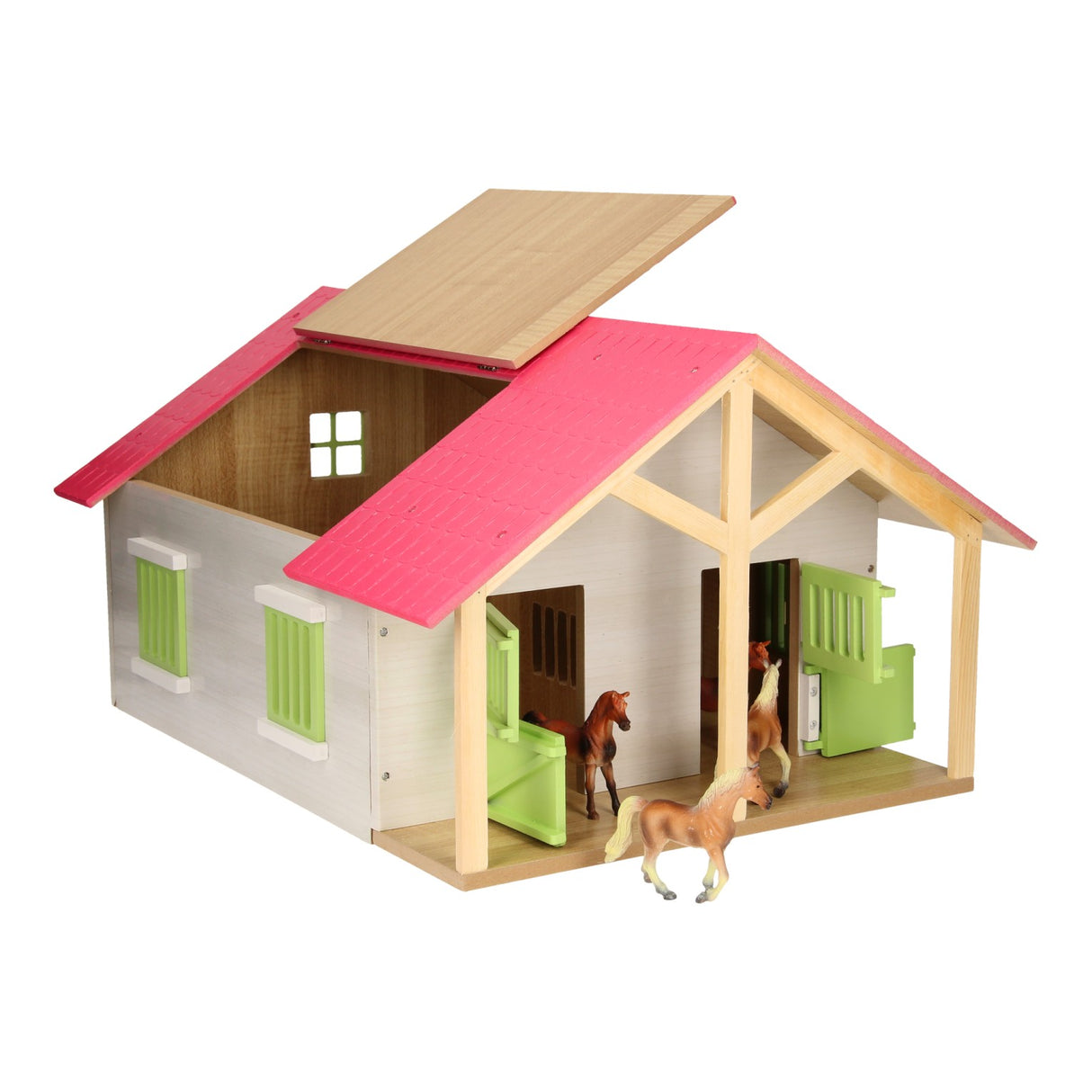 Kids Globe Horse Stable Pink With 2 Boxes And Storage, 1:24