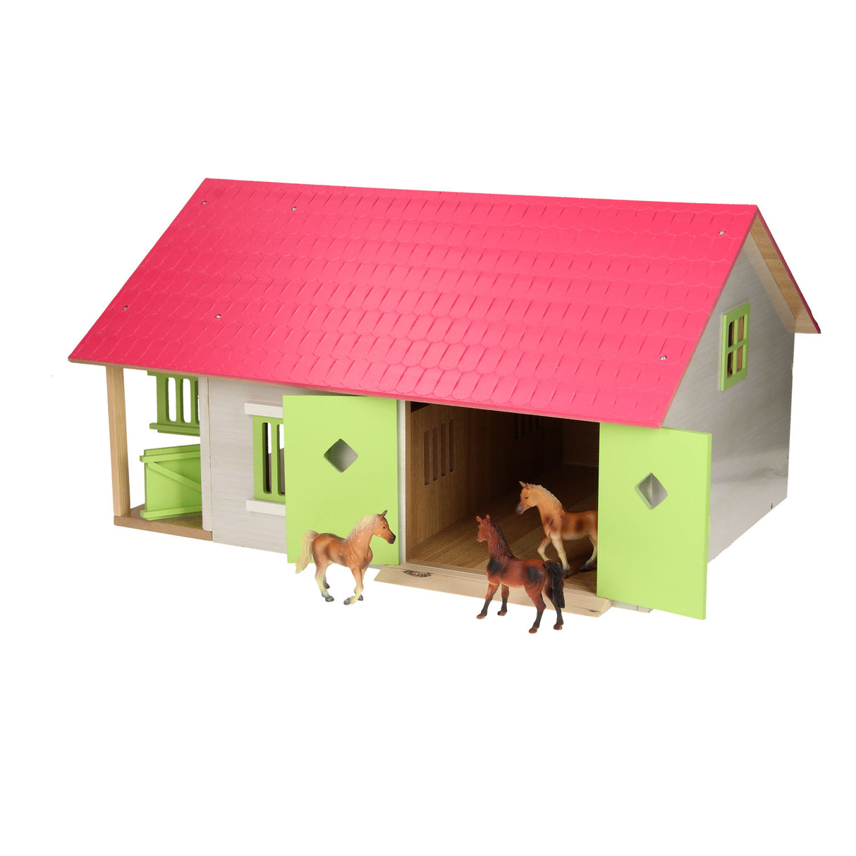 Kids Globe Horse Stable Pink With 2 Boxes And Storage, 1:24