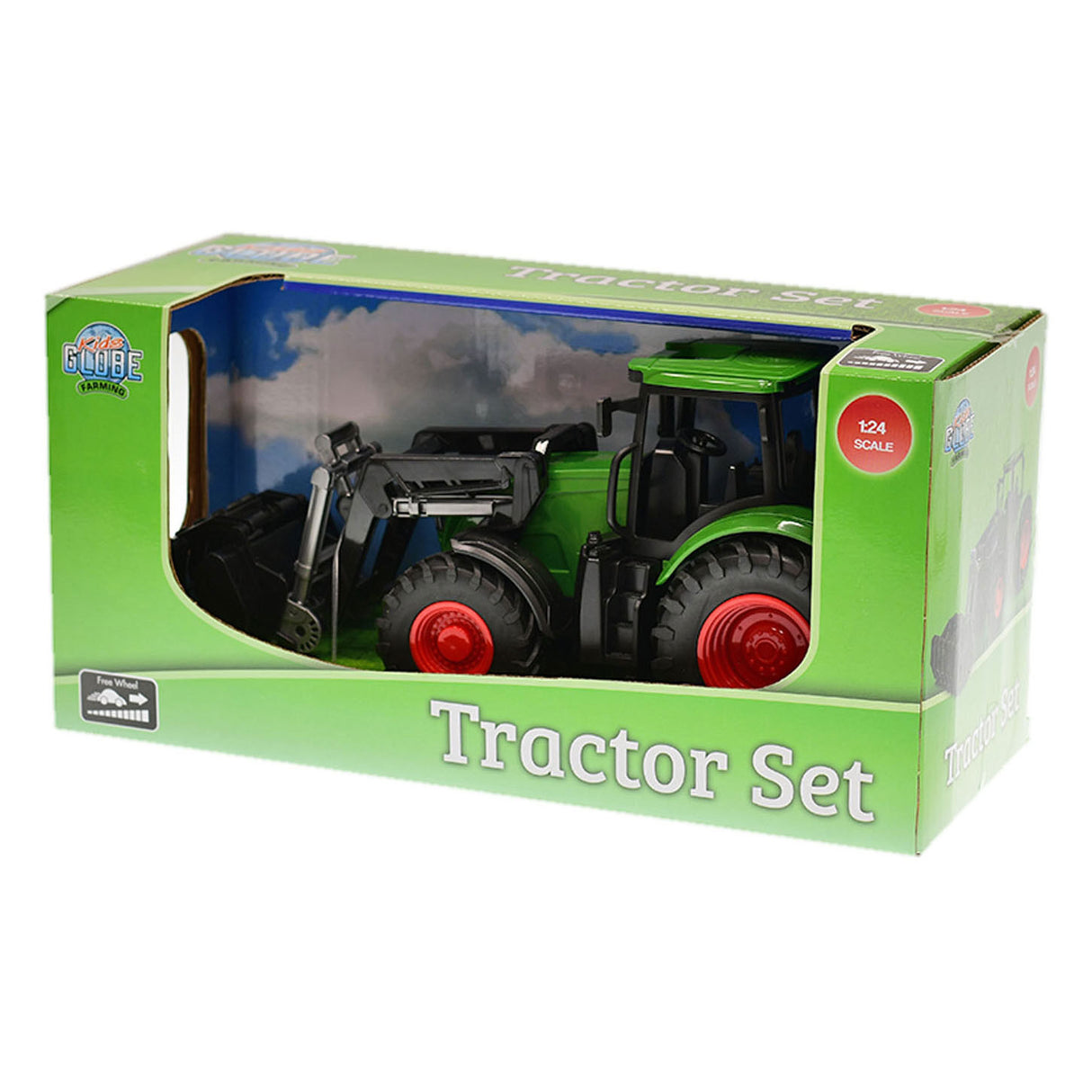 Kids globe tractor met frontlader - groen