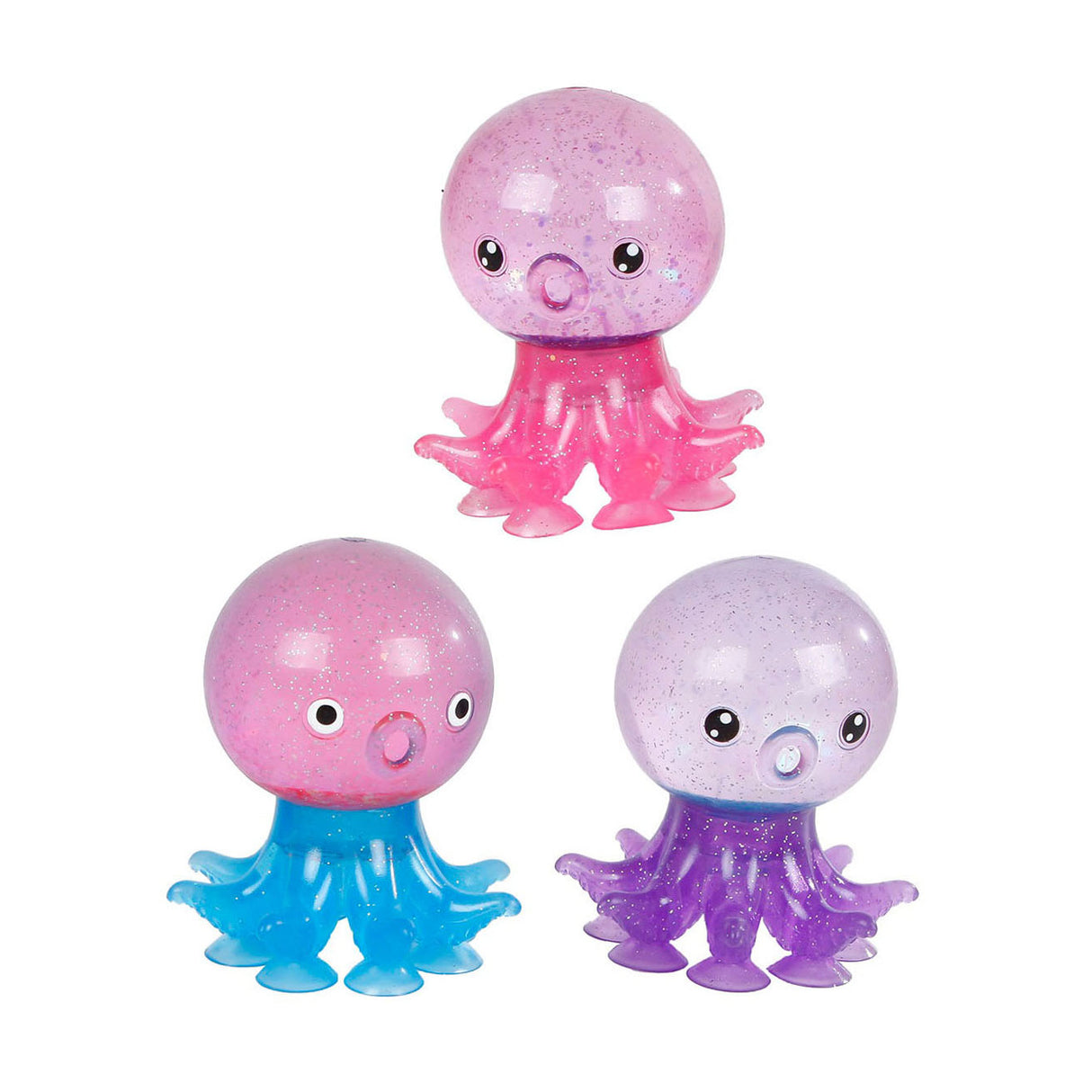 Destination Deep Octopus Glitter squeeze ball with suction cups