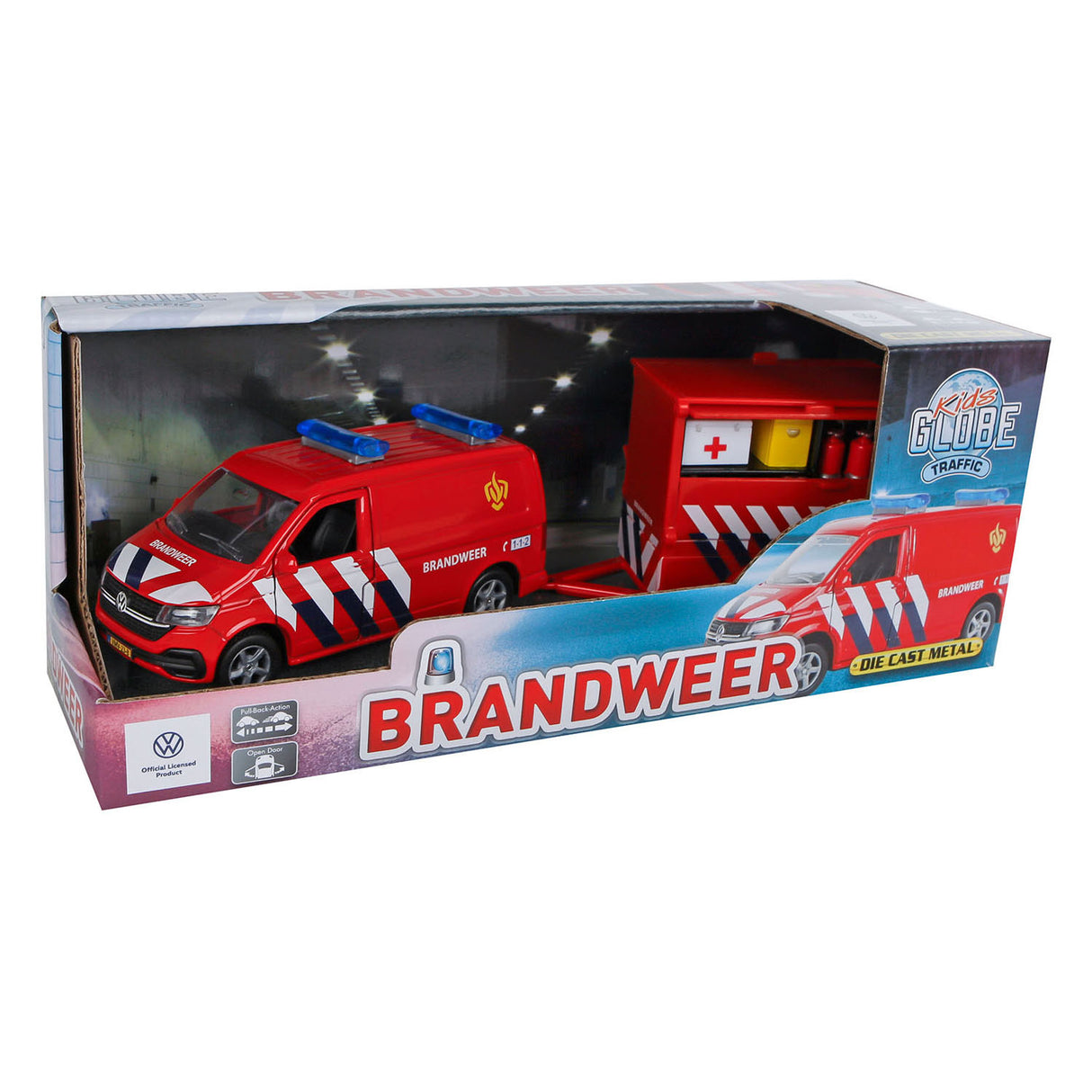 Kids Globe VW Transporter fire brigade with trailer