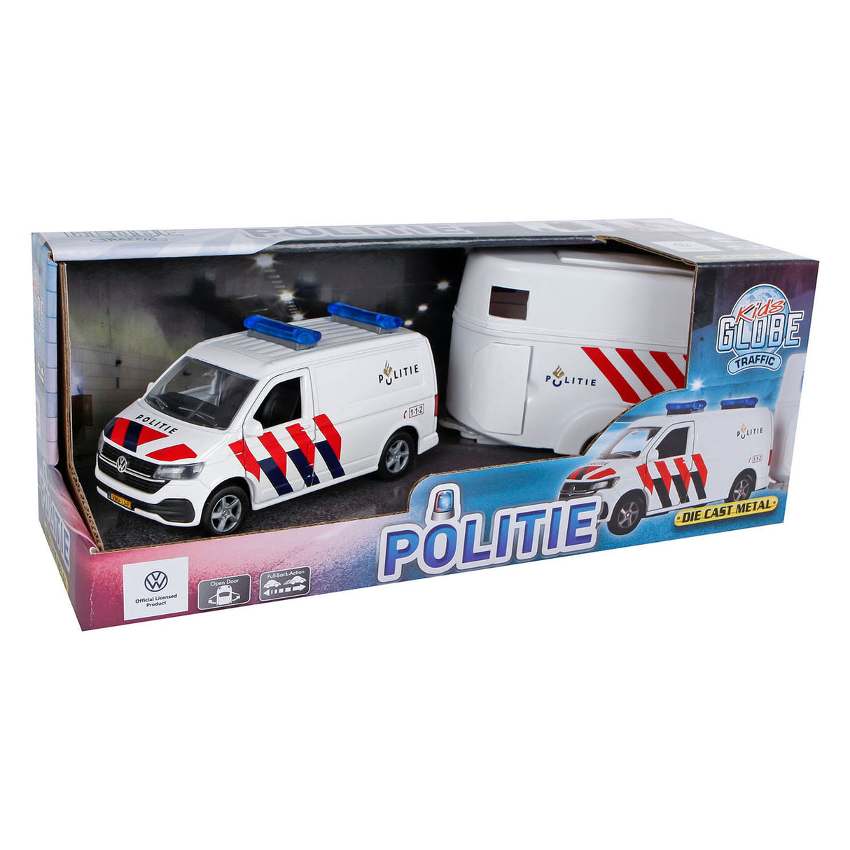 Kids Globe VW Transporter Police with Horse trailer