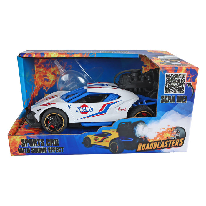 Roadblasters pull-back raceauto met rook, licht en geluid
