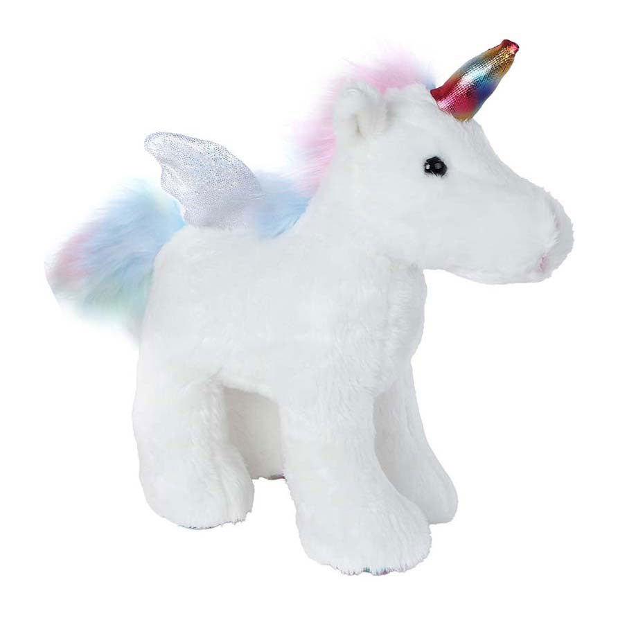Eehoorn staand pluche knuffel wit, 18cm