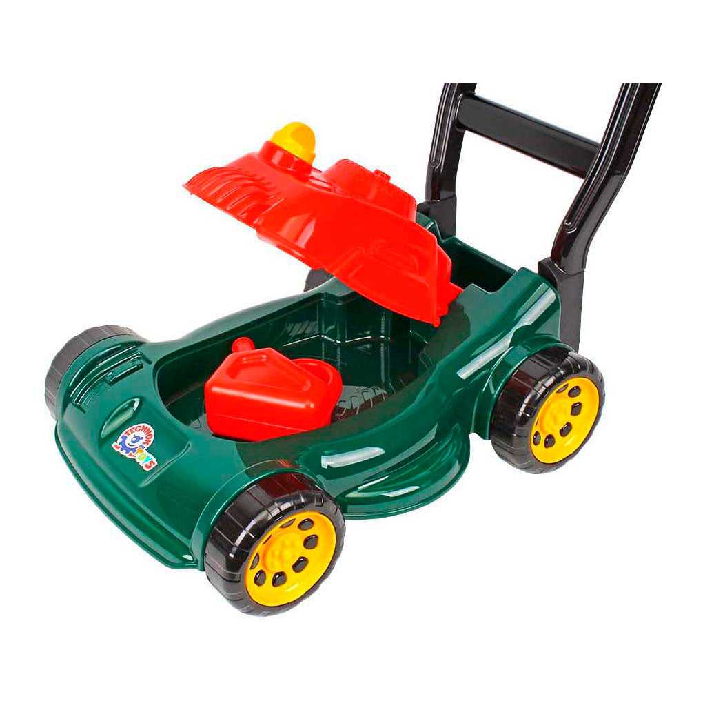 Sun fun lawn mower with storage space and fuel can