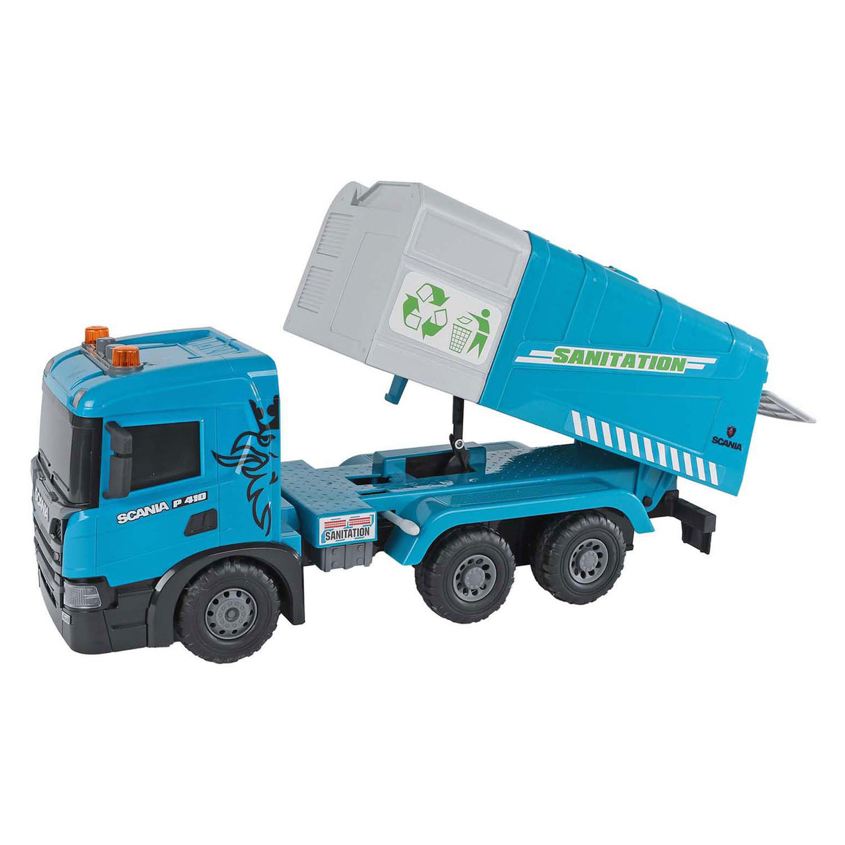 2-play scania vrachtwagen vuilniswagen frictie met licht en geluid