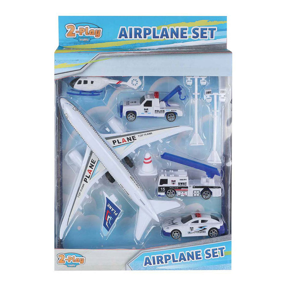 2-play airplane pull back with 4 vehicles and accessories