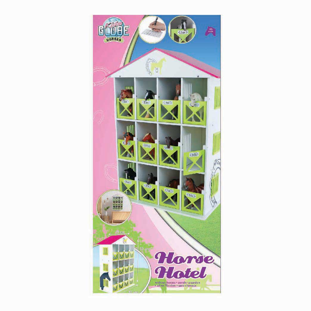 Kids globe paarden opbergbox met 12 boxen