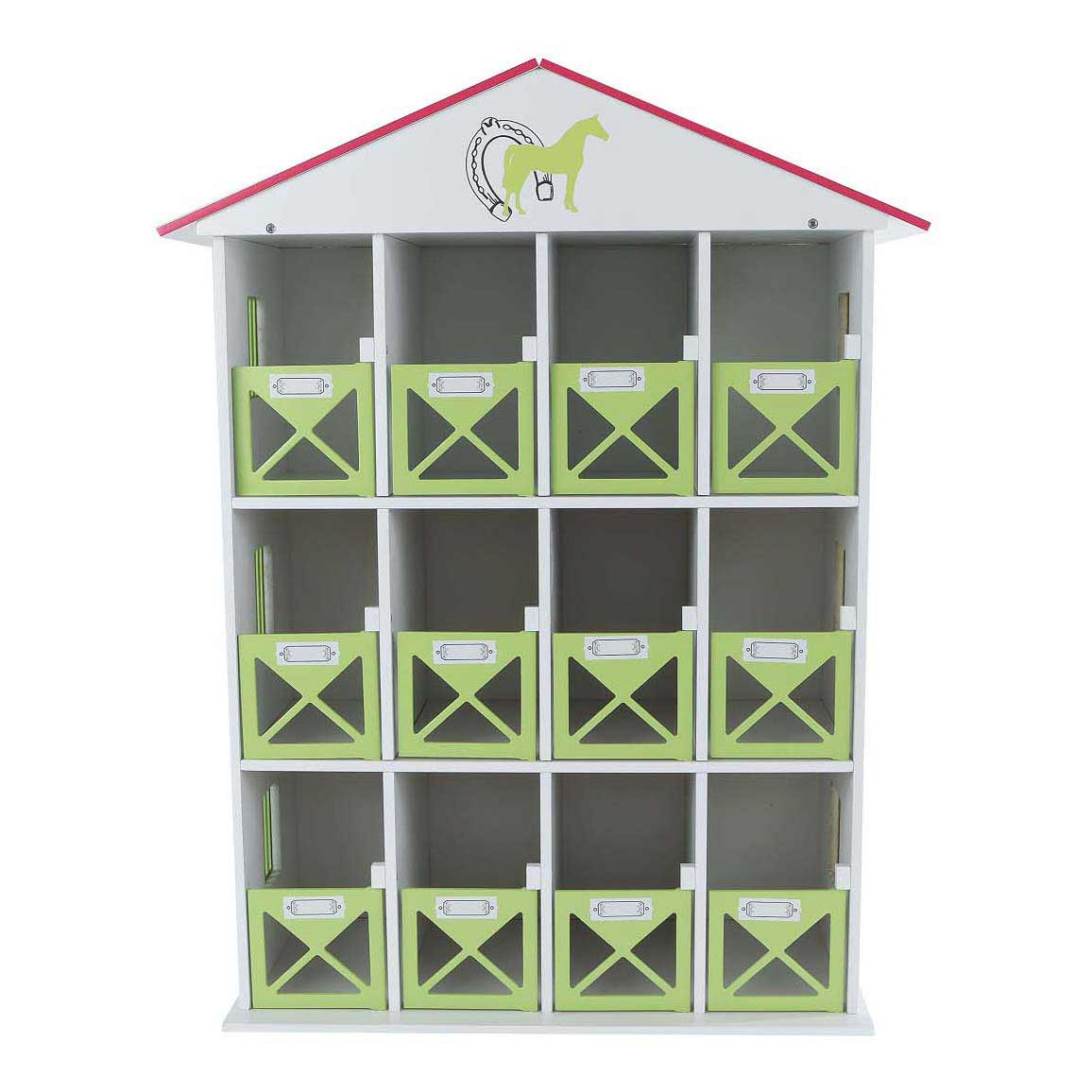 Kids globe paarden opbergbox met 12 boxen