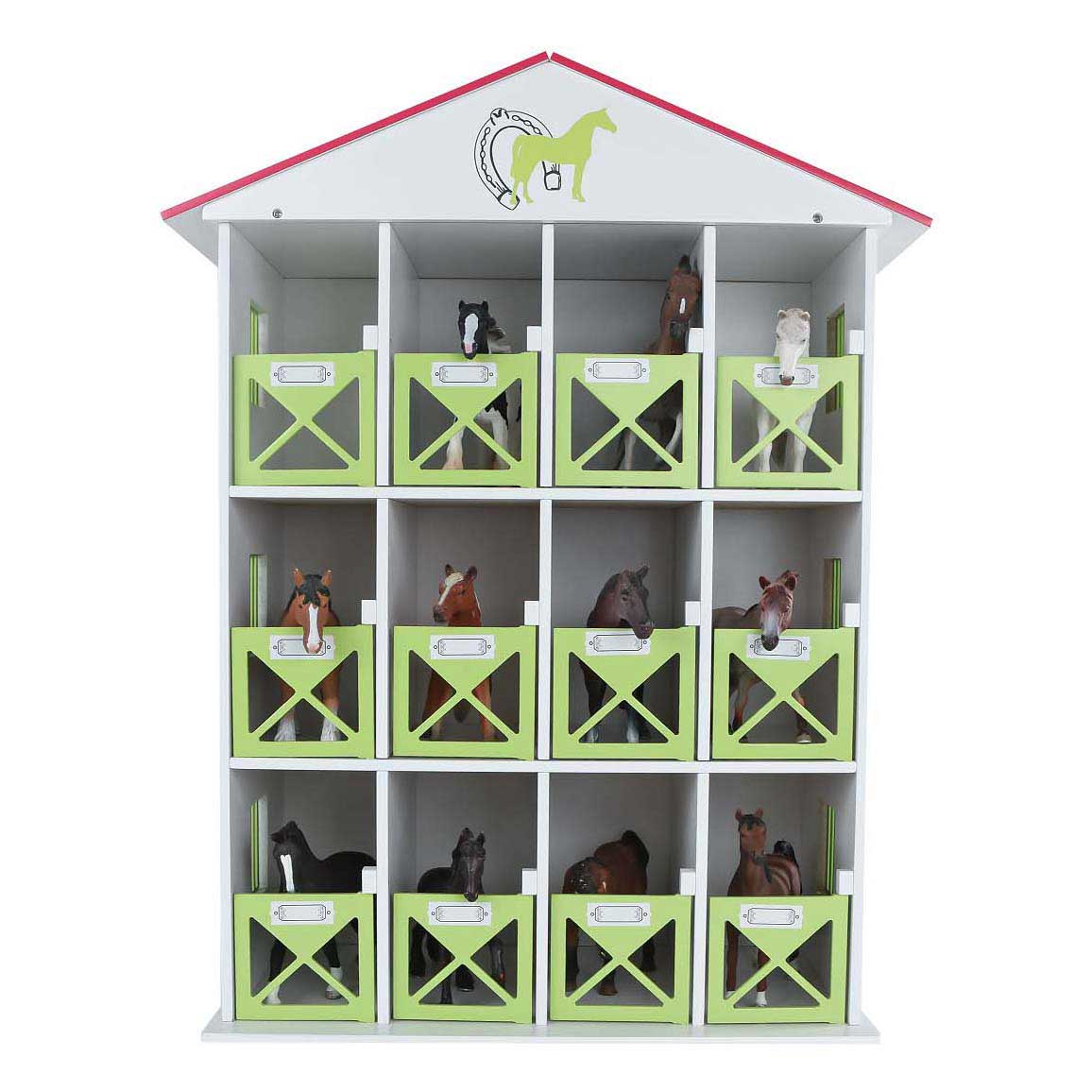 Kids globe paarden opbergbox met 12 boxen