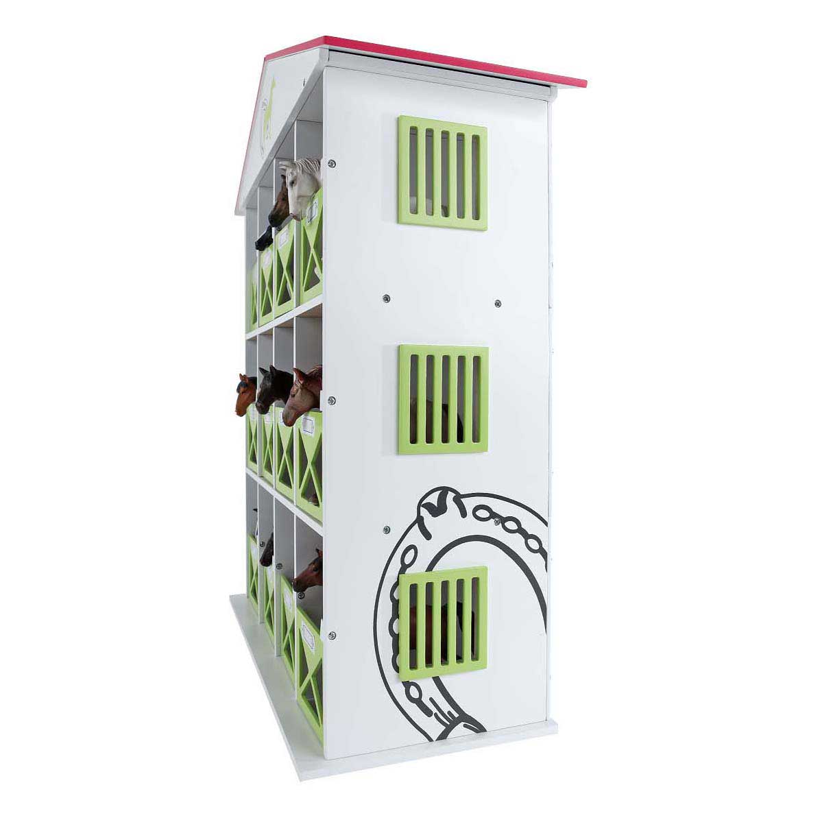 Kids globe paarden opbergbox met 12 boxen