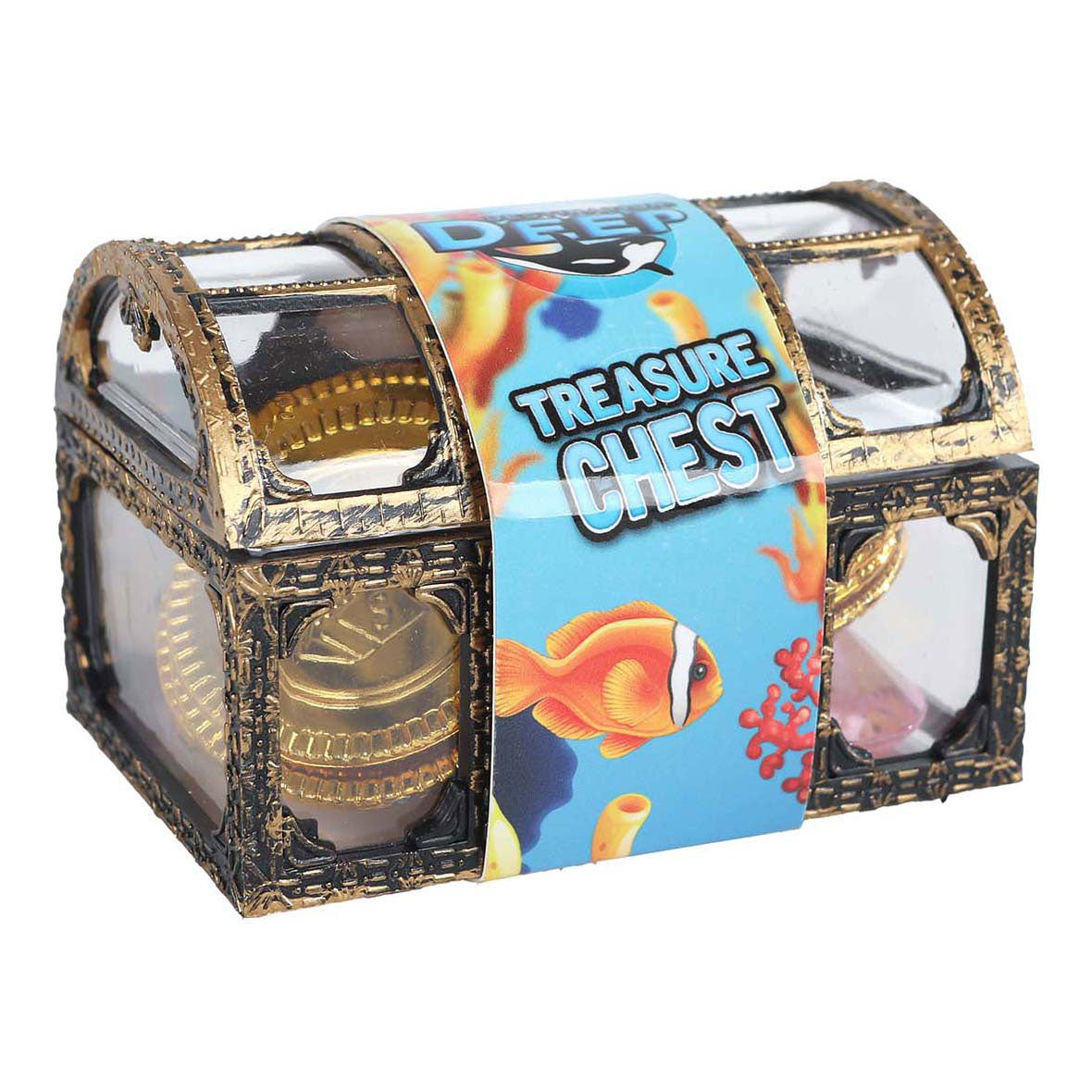 Destination deep treasure chest with 12 coins and 12 diamonds