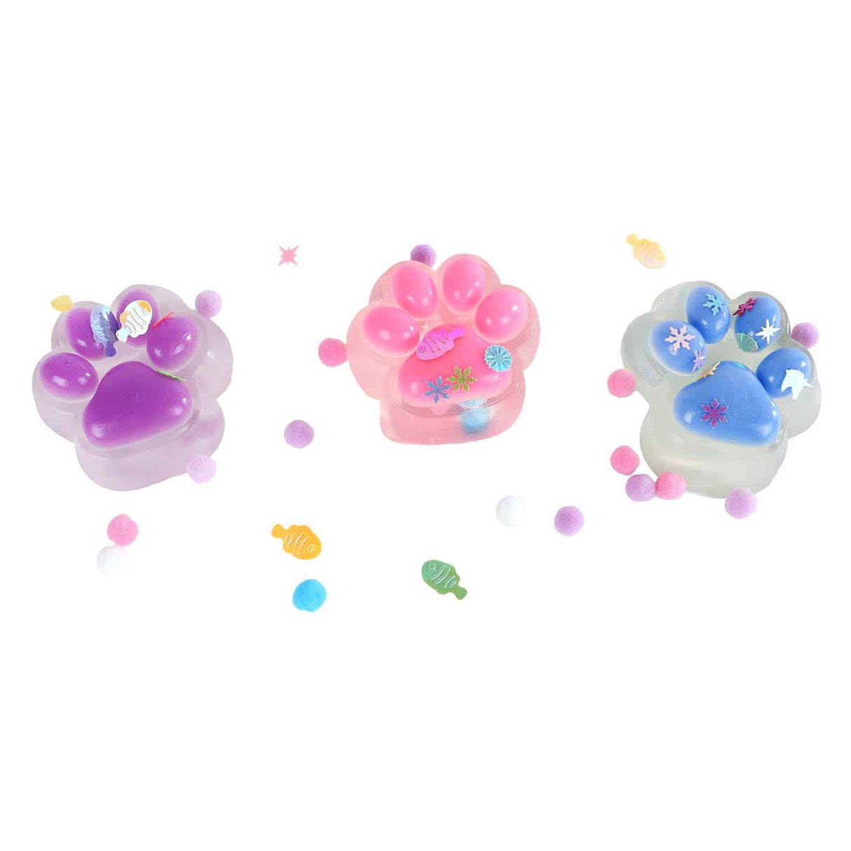 Glamor squishy cat paw with glitter 7cm