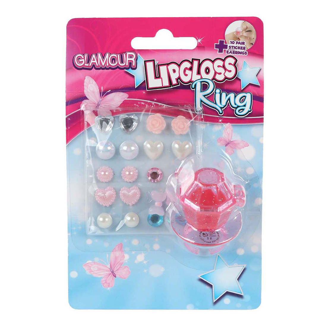 Anneau à lèvres à lèvres glamour et 10 paires d'autocollants de boucle d'oreille
