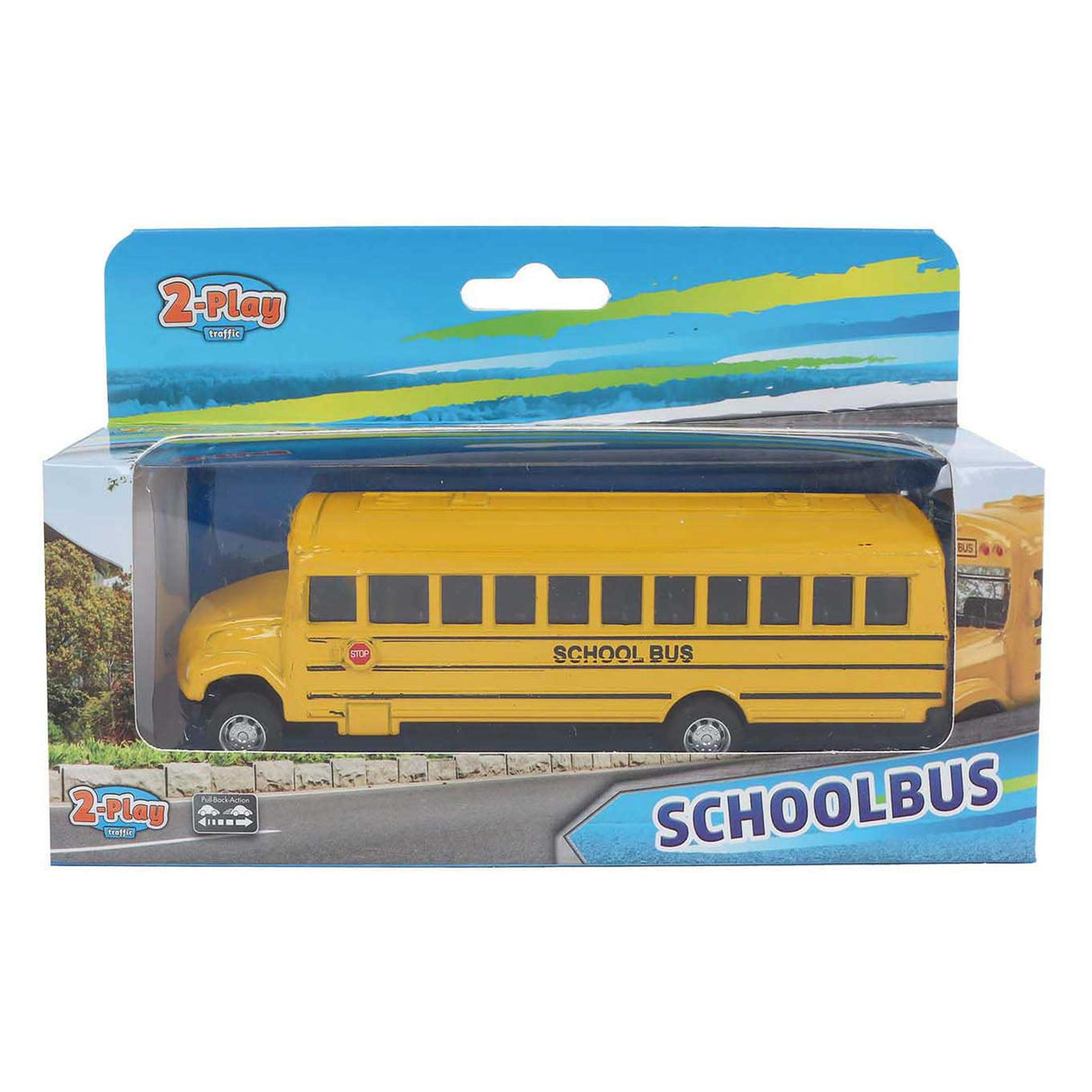 2-play amerikansk skolebus pull back - 14cm