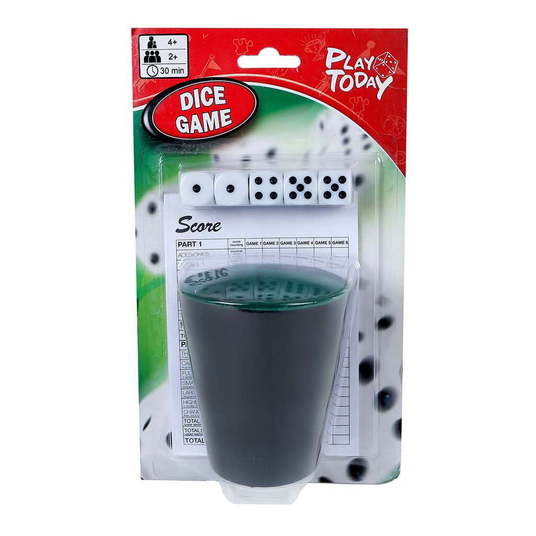 Play today dobbelspel met beker en 5 dobbelstenen