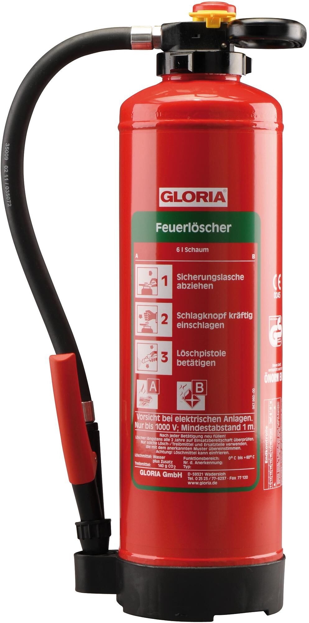 Gloria fire extinguisher pro line fire extinguisher sk6 pro