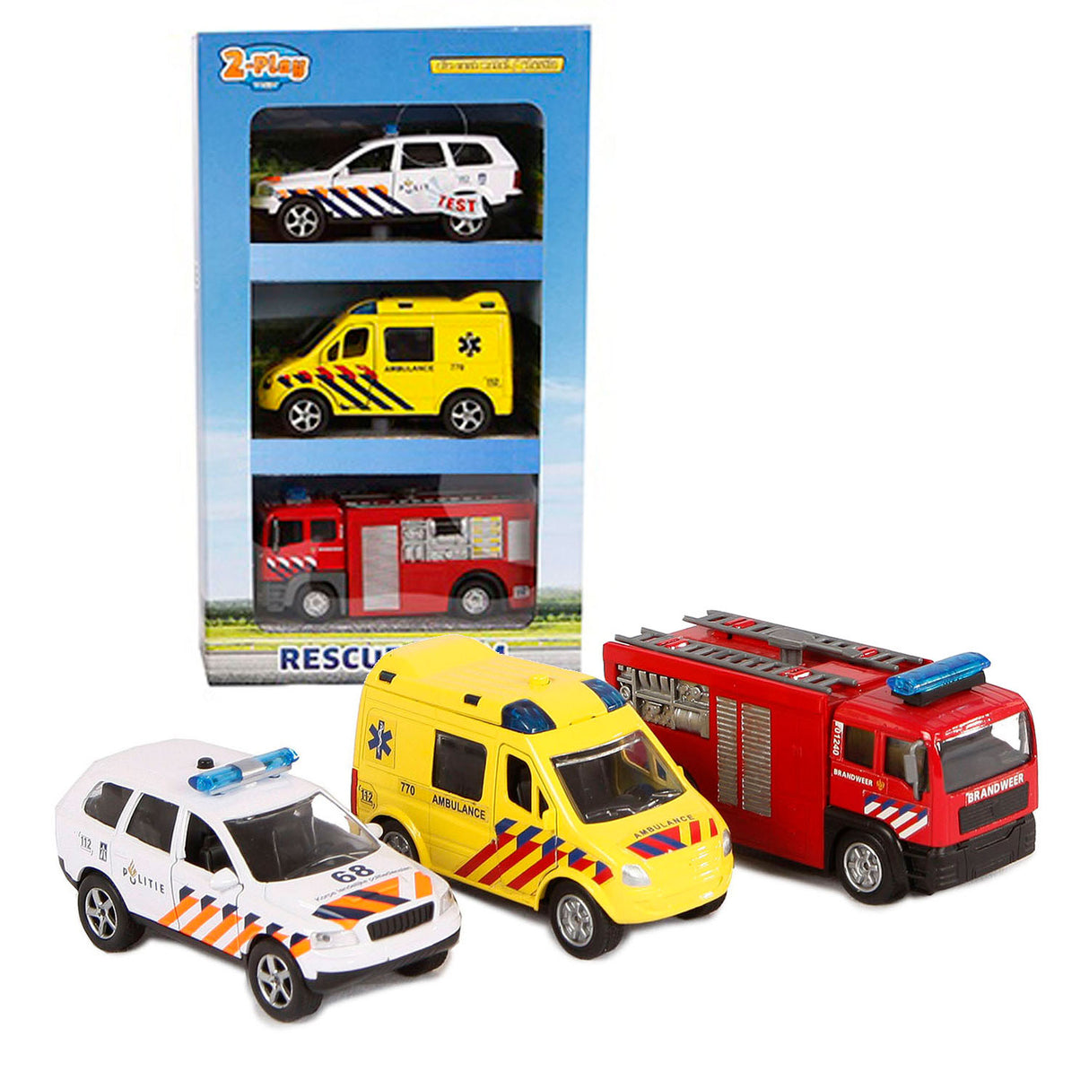 Véhicule de service d'urgence moulé à 2 jouets NL avec lumière et son