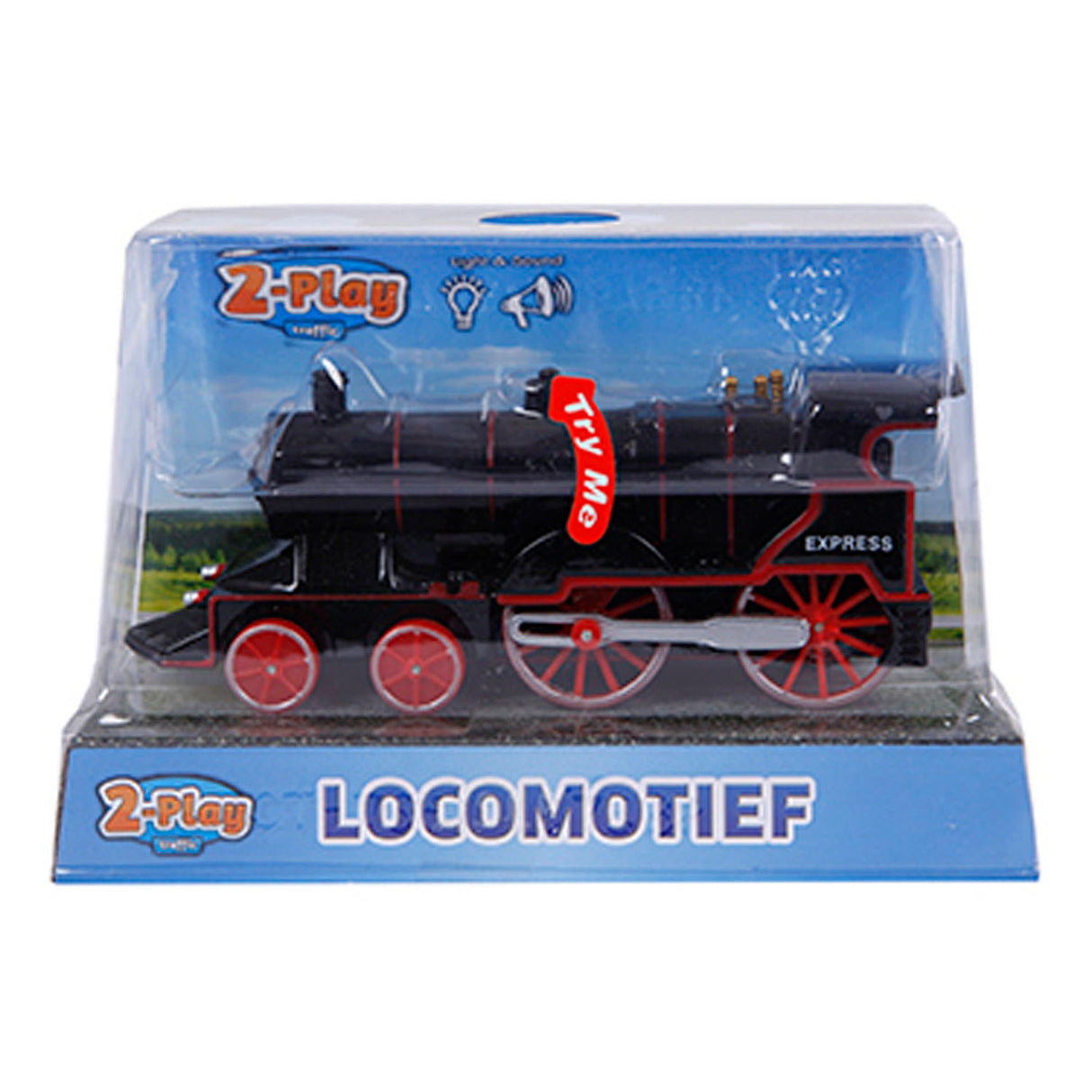 Locomotora de fundición a presión de 2 juegos con luz y sonido, 14 cm