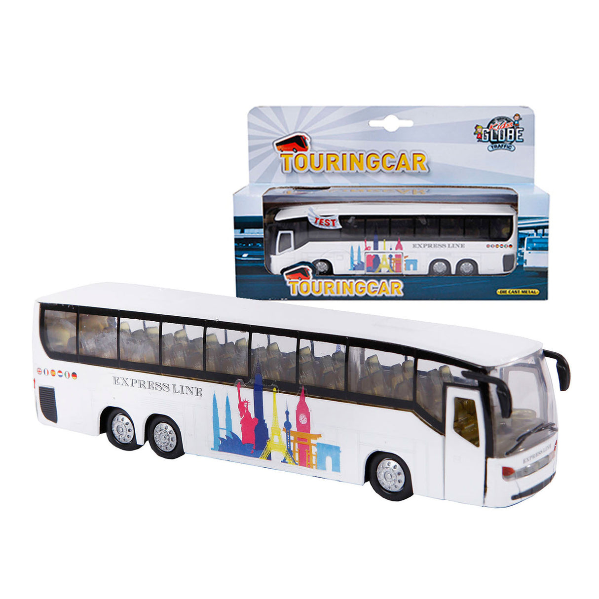 Kids Globe Die Cast Bus med lys og lyd, 19 cm