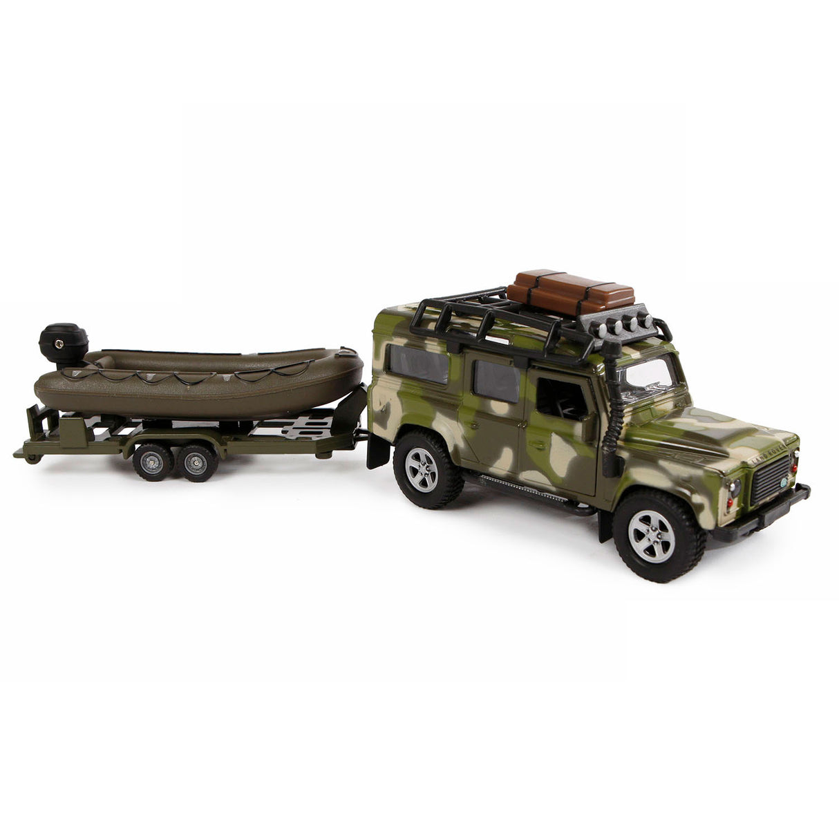 Kids Globe Globe Die Cast Land Rover med trailer og bådhær