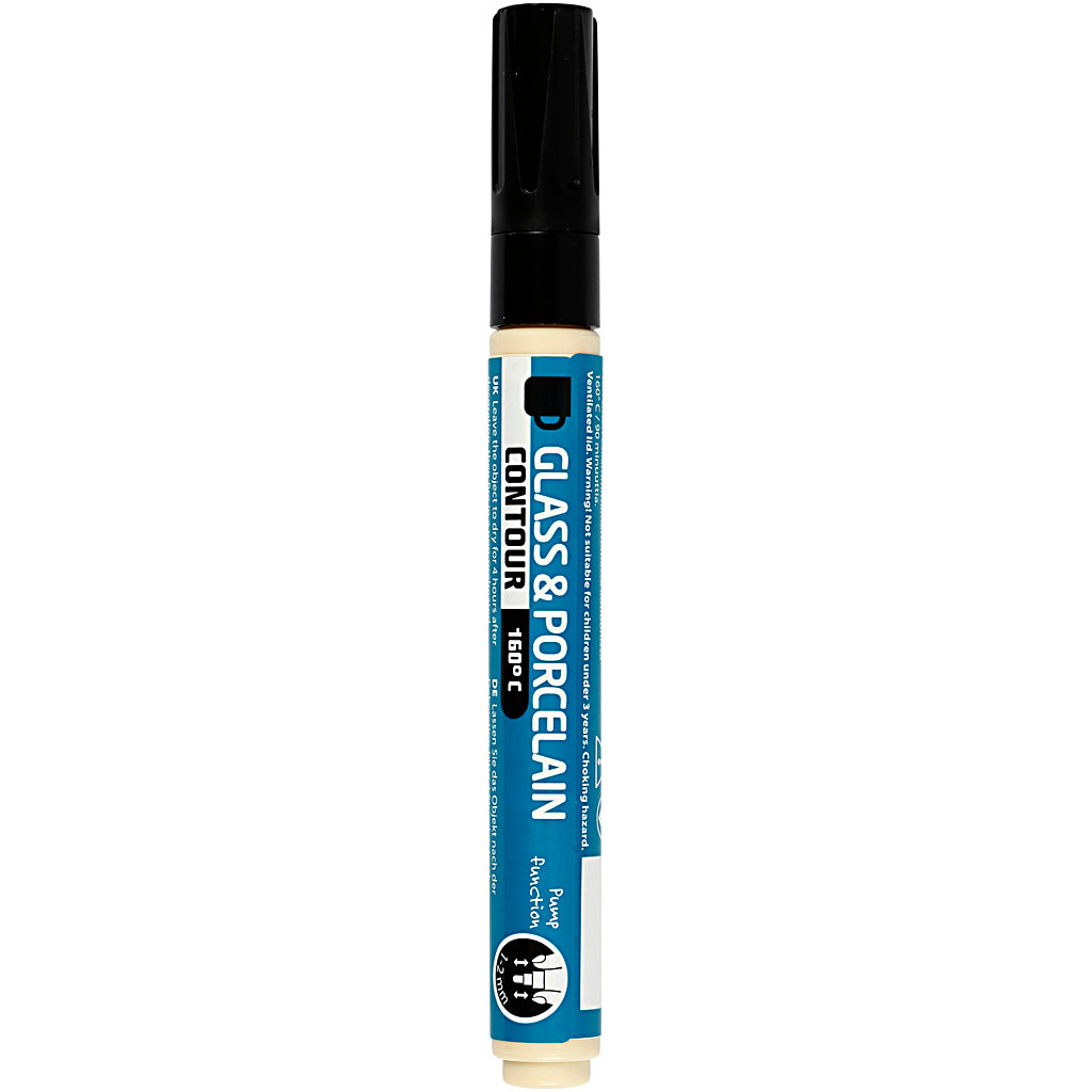 Glass porcelain marker, line width 1-2 mm, opaque, black, 1 piece