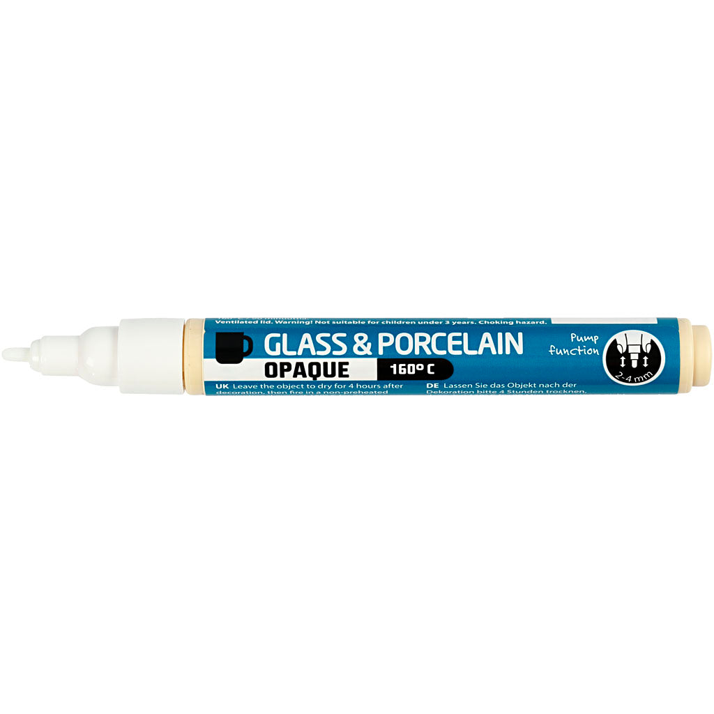 Creativ company glass and porcelain marker, line width 2-4 mm, opaque, white, 1 piece